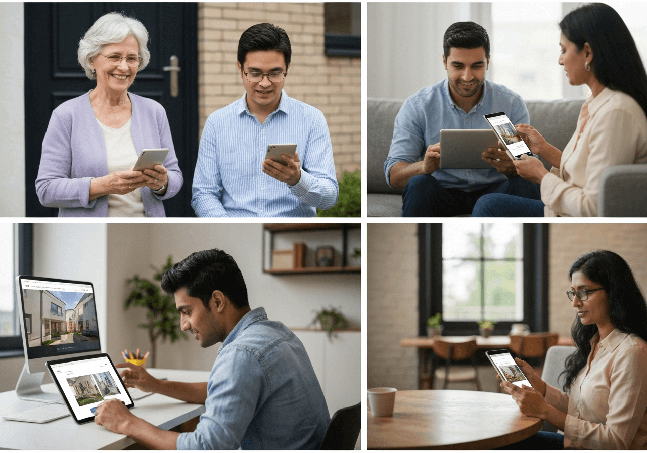 Diverse users accessing property sites in different environments
